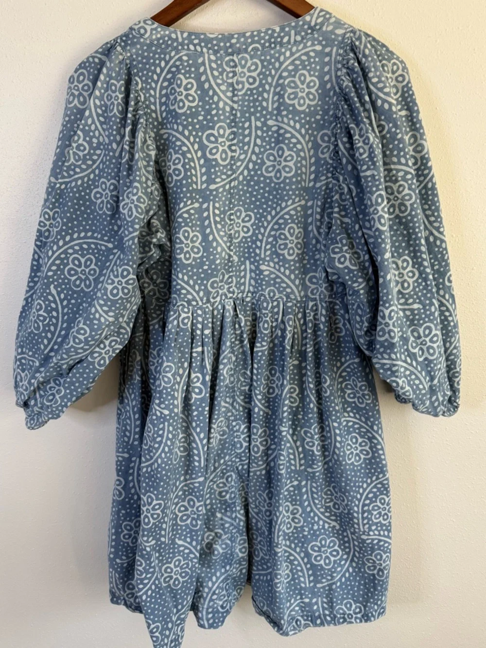 Madewell Blue Floral Mini Dress Puff Sleeve Button Front Cottage XS - Picture 10 of 10
